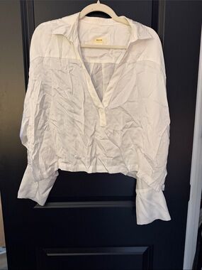 Anthropologie White Button-Down Popover Shirt
